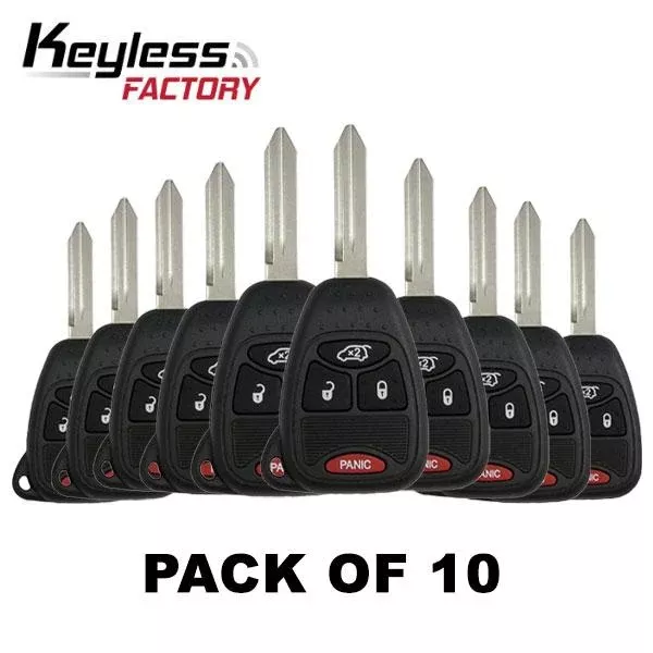 10 x 2004-2018 Chrysler Dodge Jeep / 4-Button Remote Head Key / OHT692427AA (Bundle of 10)