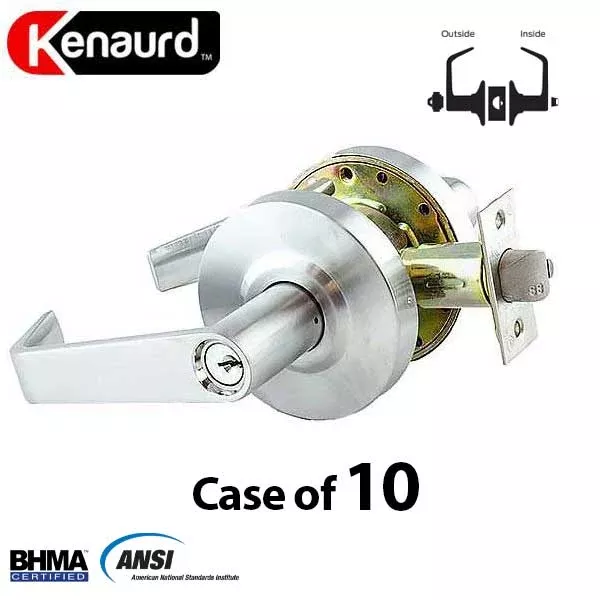 10 x Commercial Lever Set Handle - 2-3/4” Standard Backset - Satin Chrome - Entrance - Grade 2 (Pack of 10)