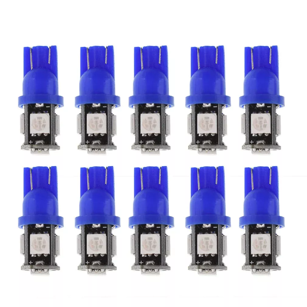 10x T10 LED Bulbs Car Interior License Light 2825 192 194 5050 5 SMD Ultra Blue