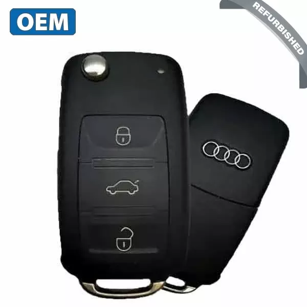 2003-2011 Audi A8 S8 Q6 Q7 / 4-Button Flip-Key / PN: 4EO837220E / KR55WK45032 / 315MHz (OEM Refurb)