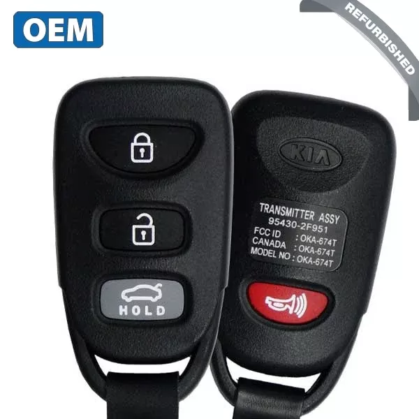 2007-2009 Kia Spectra / 4-Button Keyless Entry Remote / PN: 95430-2F951 / OKA-674T (OEM Refurb)