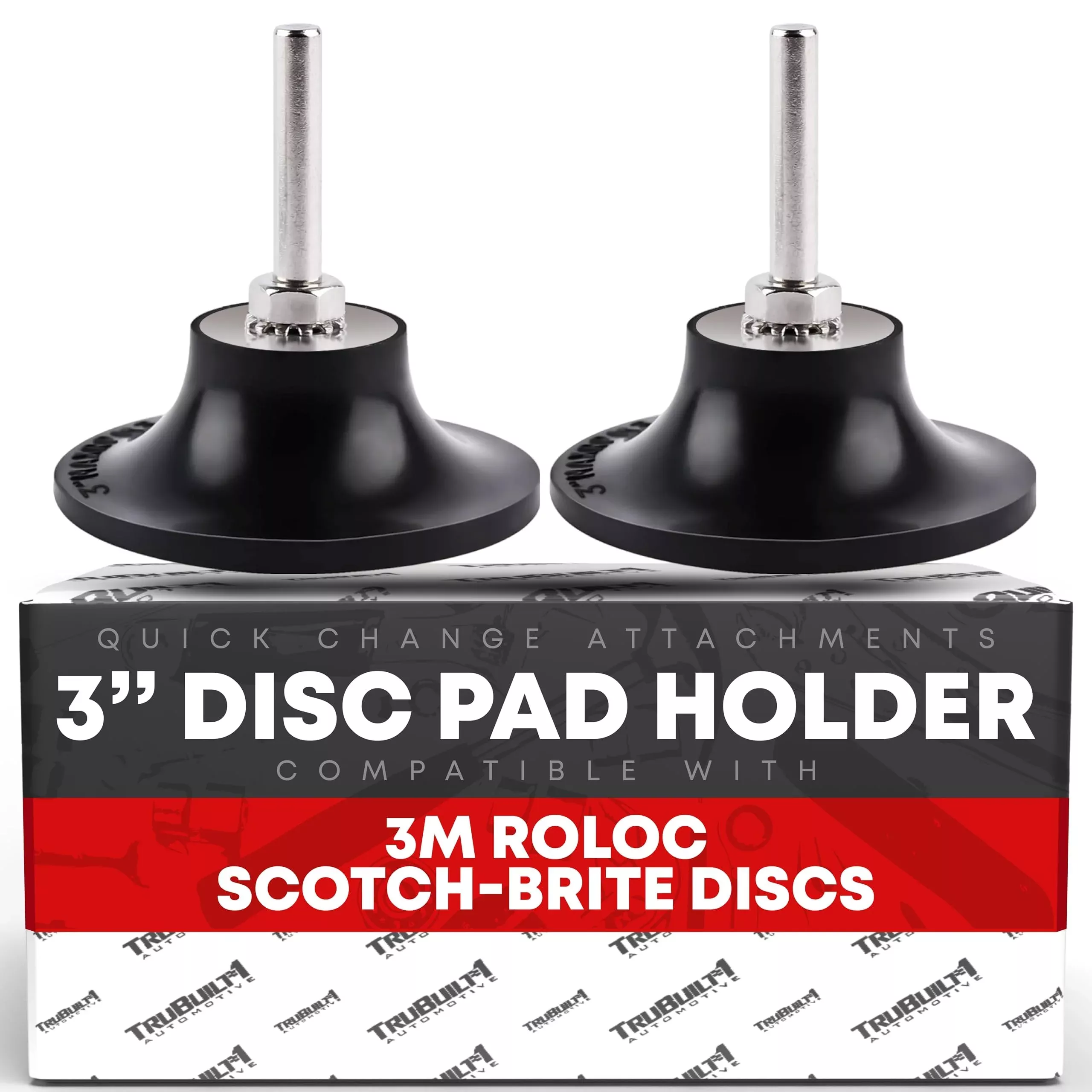 3-inch Conditioning Disc Pad Holder Assembly, Pack of 2-1/4'' Shank - Compatible with 3M ROLOC Scotch-Brite Brand Discs - Speed-Lok TR Quick-Change Attachment - ROLOC Pad 3" - 2 Pack