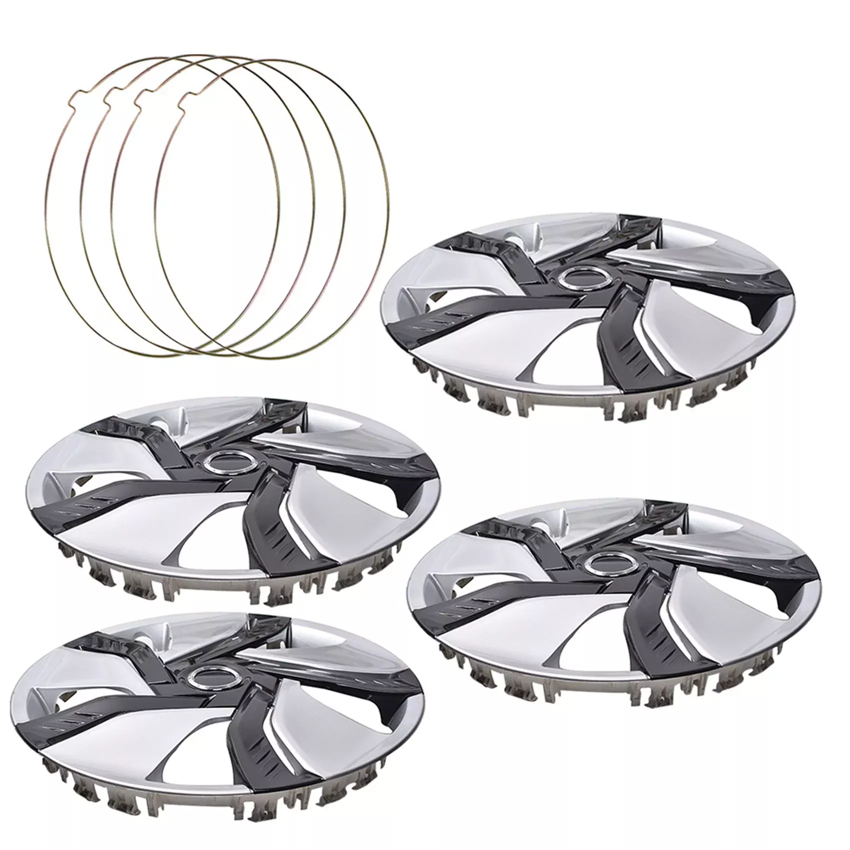 4pcs 15inch Car Chrome Wheel Rim Skin Cover 1 Hub Caps Hubcap Wheel Cover Silver