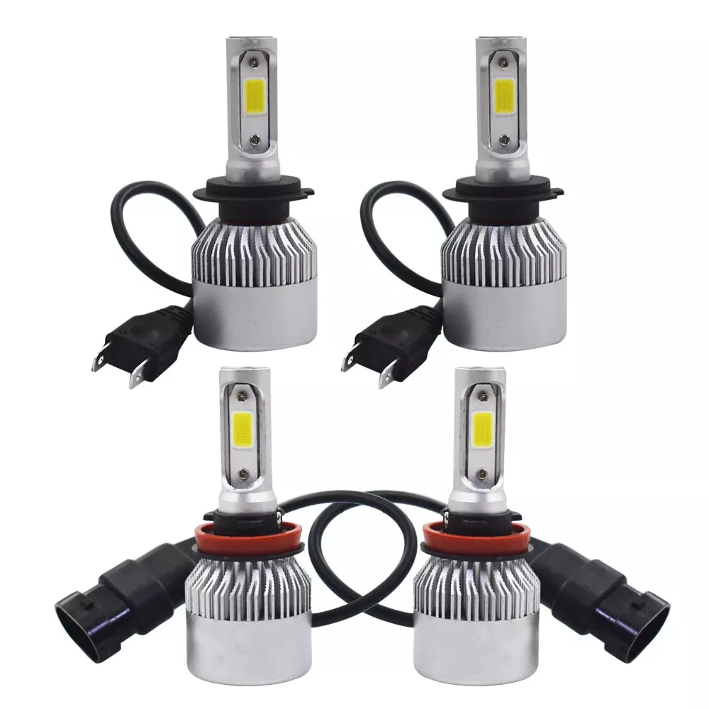4x Kit High Low Beam Total 3400W 510000LM 6500KCombo H11 H7 LED Headlight Bulb