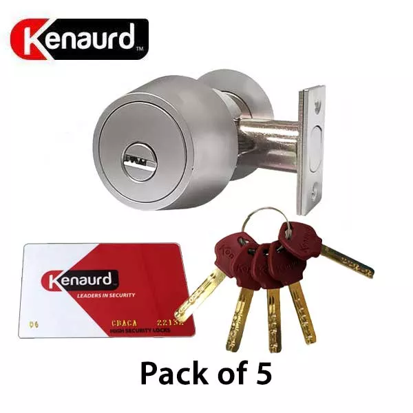 5 x Key Controlled - Deadbolt - 26D - Satin Chrome - Grade 1 (Pack Of 5 - Keyed Alike)
