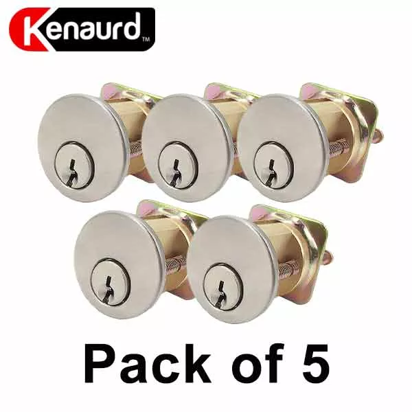 5 x Premium Rim Cylinders - US26D - Satin Chrome (SC1 / KW1) (Pack of 5)