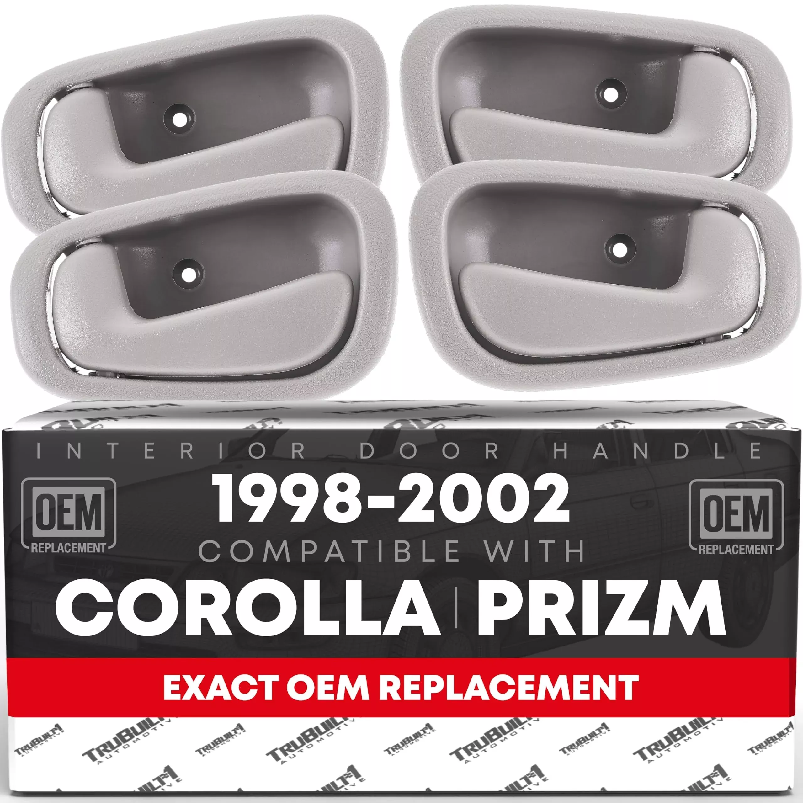 8-pc Interior & Exterior Front/Rear Driver & Passenger Door Handle - Compatible with 1998-2002 Toyota Corolla; 98-02 Chevrolet Prizm - OEM 94859666, 94859670, 94857480, 94857481, 94857484, 94857485 - 8-Piece Set - Beige