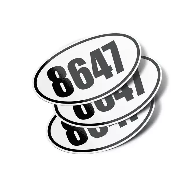 8647 Oval Vinyl Bumper Stickers Funny Political (3 Pack)