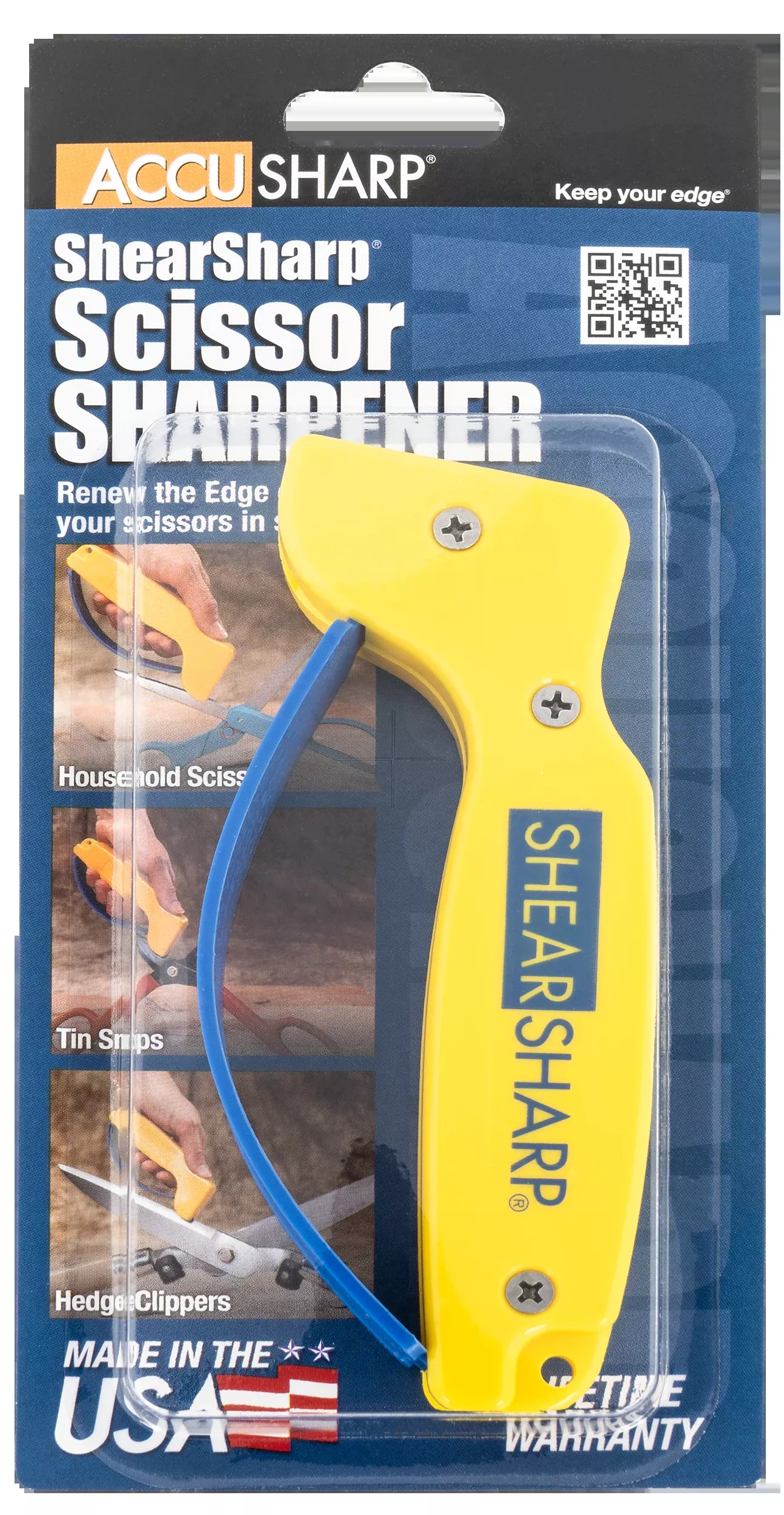 AccuSharp 002C ShearSharp Scissors Sharpener Diamond Tungsten Carbide Sharpener Yellow/Blue