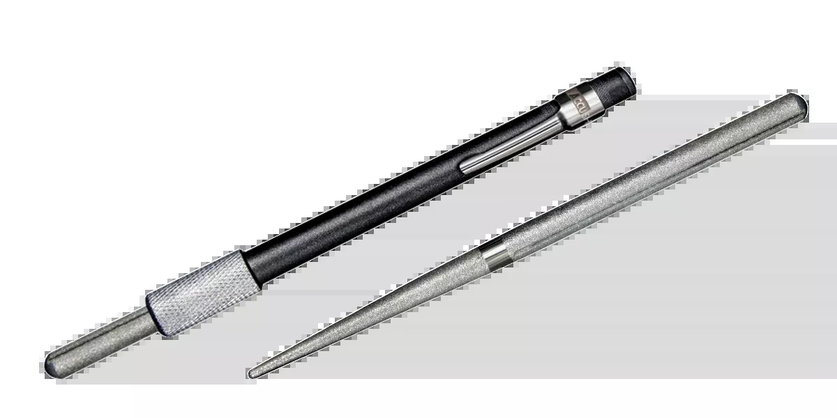 AccuSharp 030C Rod SharpenerHand Held Diamond Sharpener Black Overmolded Rubber Handle Steel