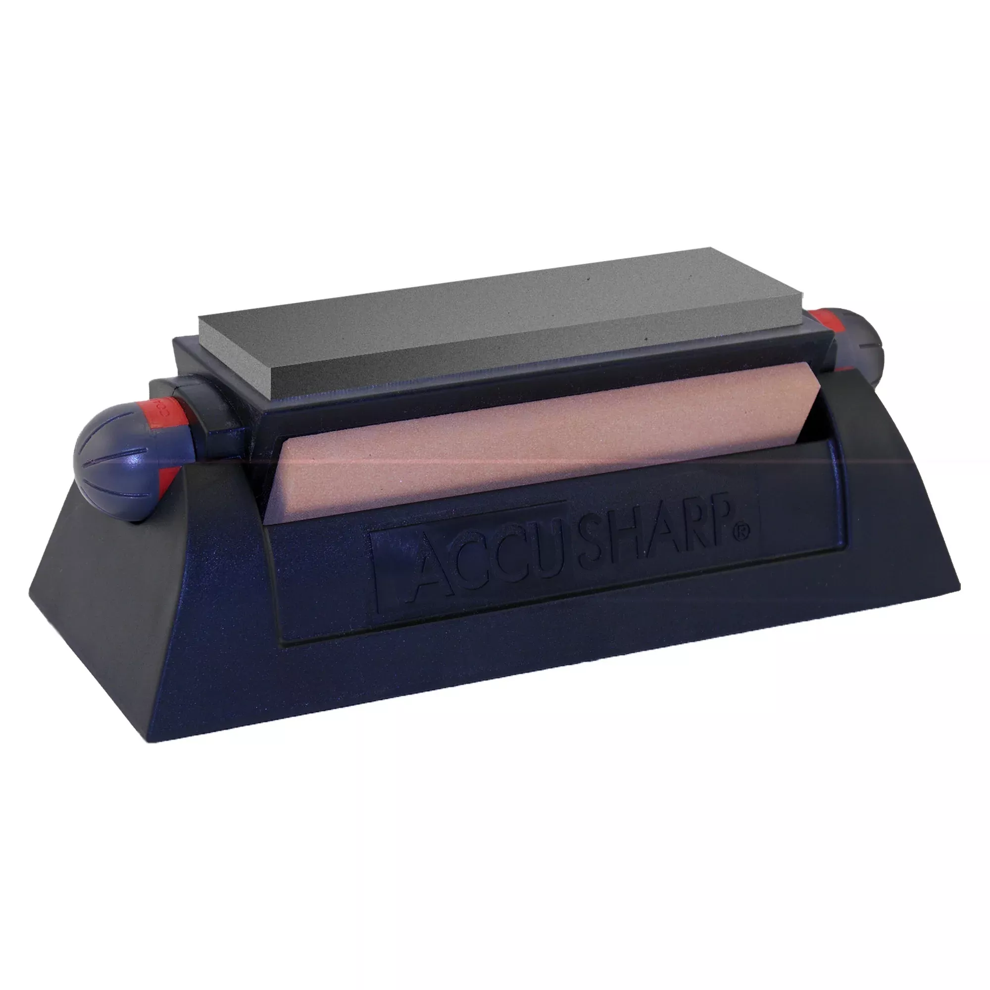 AccuSharp 064C Tri-Stone Sharpening System Coarse/Medium/Fine Alumina-Oxide Sharpener Rubber Handle Black