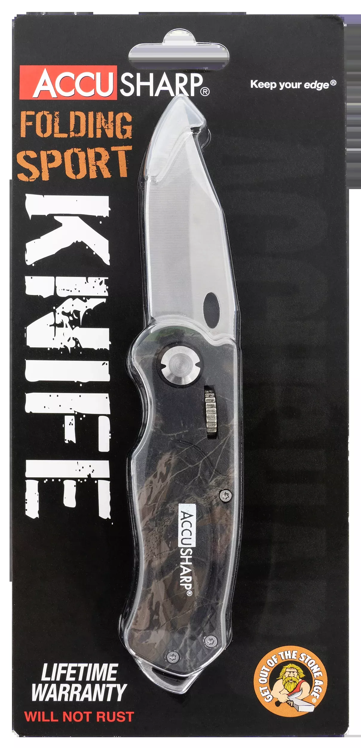 AccuSharp 704C Sport3" Folding Plain Stainless Steel Blade/Camo Anodized Aluminum Handle Includes Belt Clip