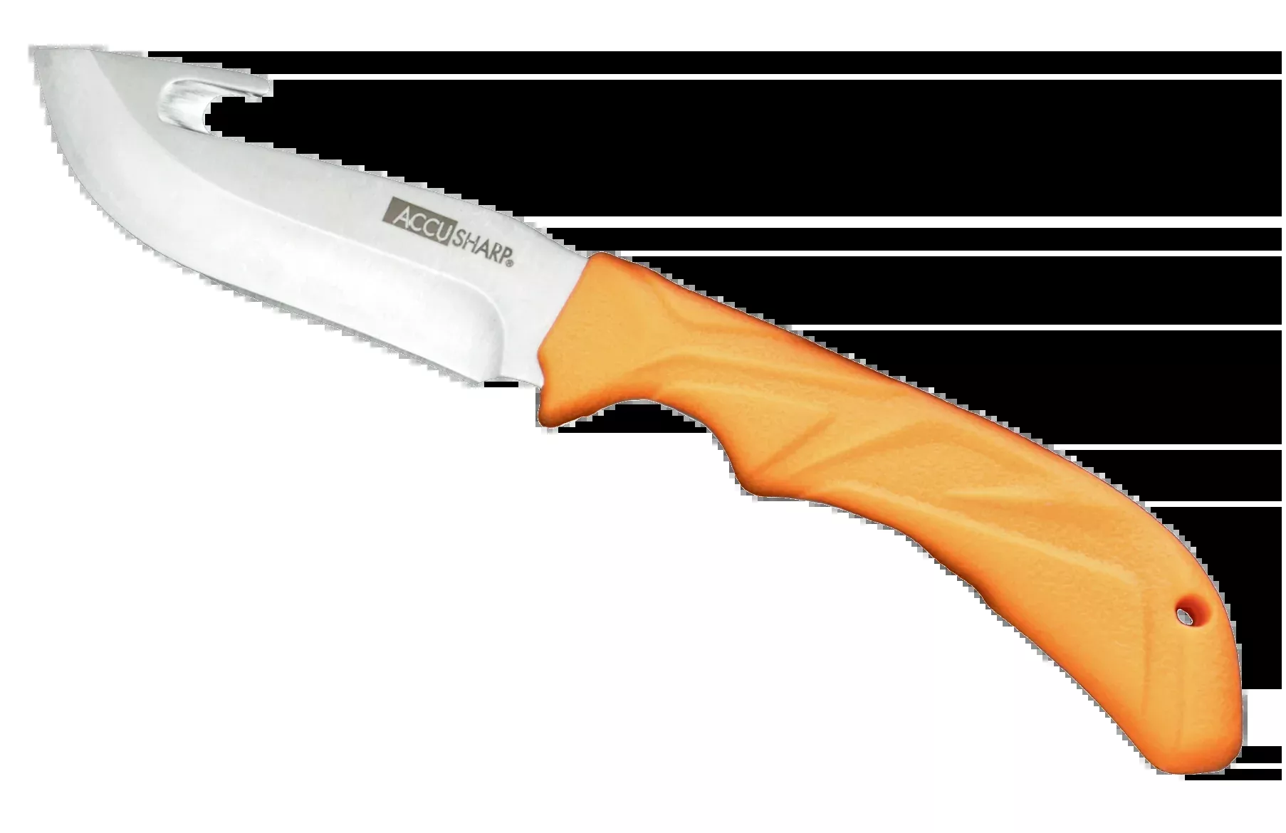 AccuSharp 729C Gut Hook3.50" Fixed Gut Hook Plain Stainless Steel Blade/Blaze Orange Rubber Handle Includes Belt Carry Pouch