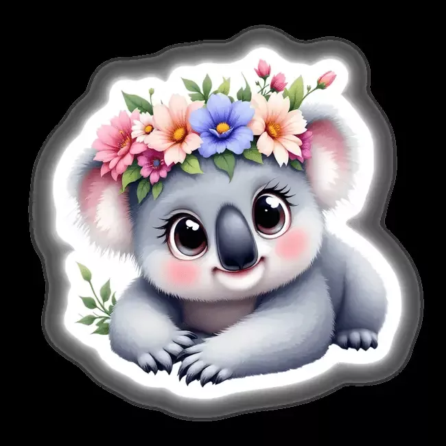 Adorable Koala with a Floral Crown