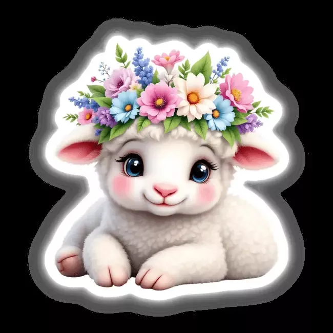Adorable Lamb Adorned with a Blooming Floral Crown
