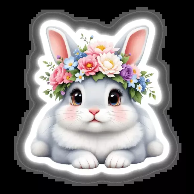 Adorable Rabbit with a Spring Flower Crown