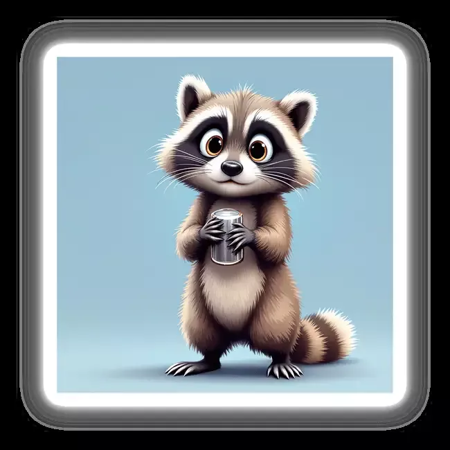 Adorable Raccoon Holding a Shiny Metal Can