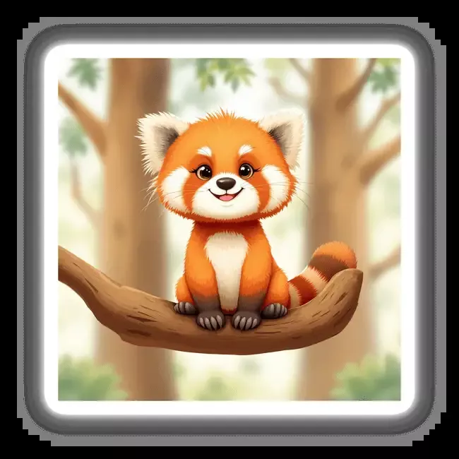 Adorable Red Panda Sitting on a Tree Branch in a Forest