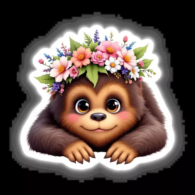 Adorable Sasquatch with a Spring Flower Crown