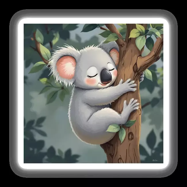 Adorable Sleeping Koala Hugging a Tree