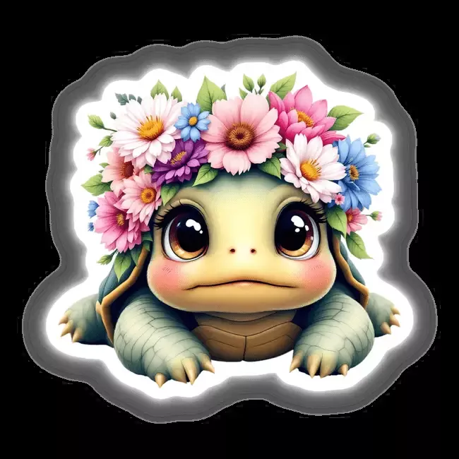 Adorable Turtle with a Spring Flower Crown