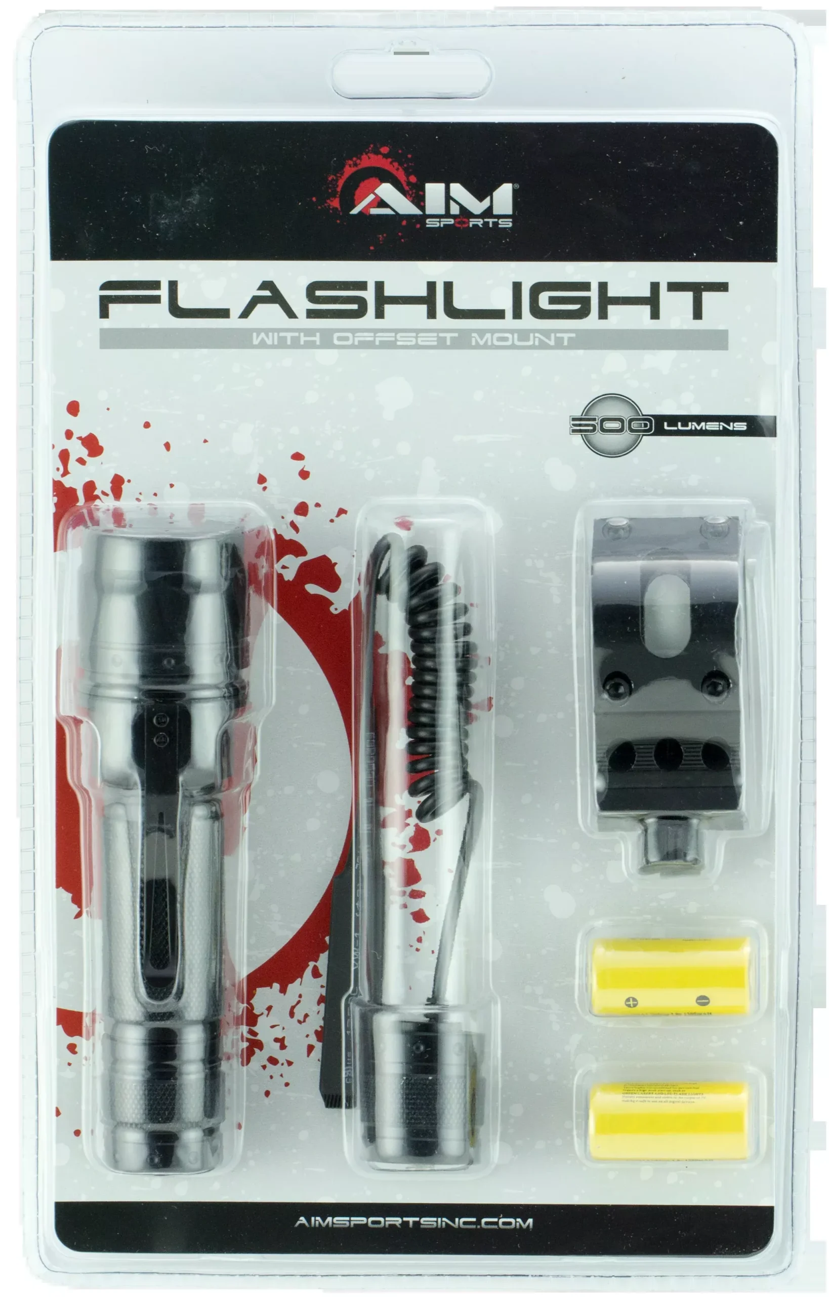 Aim Sports FHD500B FlashlightFor Rifle/Handgun 500 Lumens Output White Cree LED Light Offset Weaver Style Mount Mount Black Anodized Aluminum