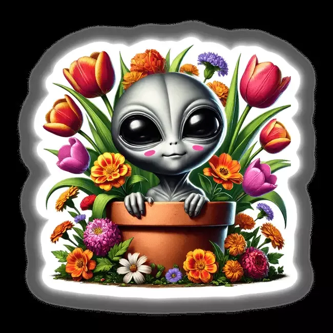Alien Peeking Out of Flower Pot