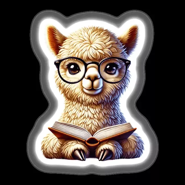 Alpaca With Reading Glasses Open Book