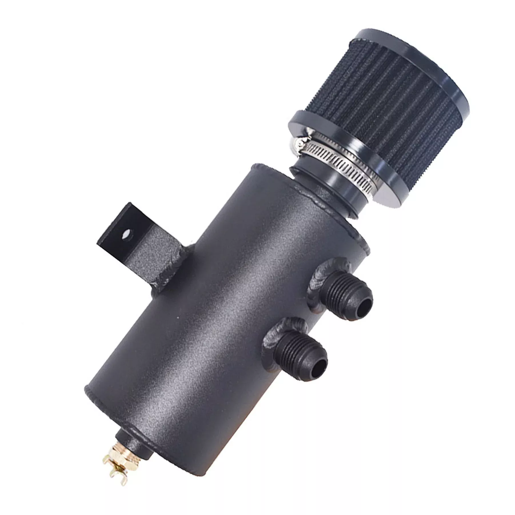 Aluminum 10AN Oil Catch Can Reservoir Tank W/ Breather Filter Baffled