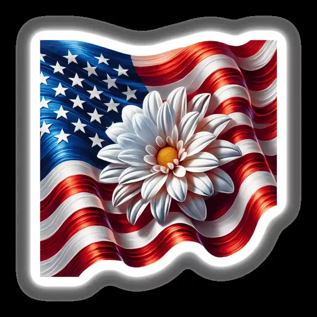 American Flag with Flower Patriotic