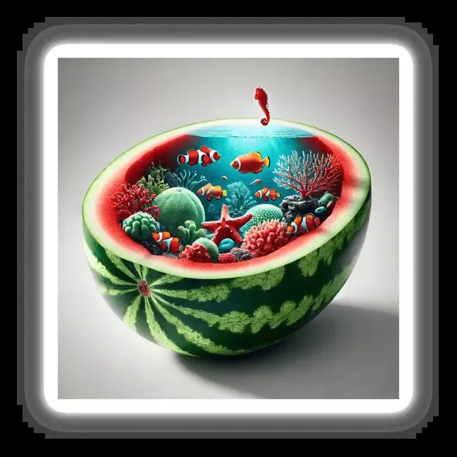 Aquatic WonderlandCoral Reef Inside a Watermelon