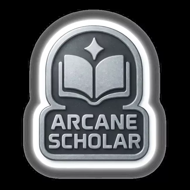 Arcane Scholar – RPG-Style Skill Badge (Silver Magical Icon)