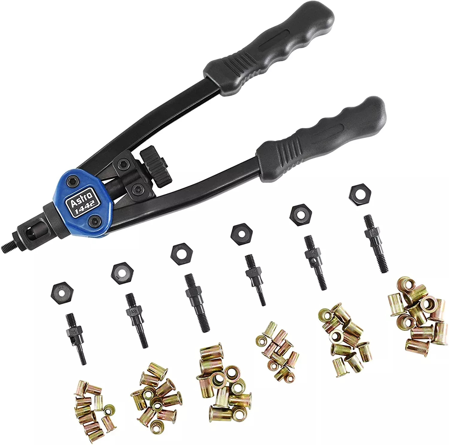Astro Pneumatic 1442 13" Nut/Thread Setter w/ Mandrels & Rivet Assortment