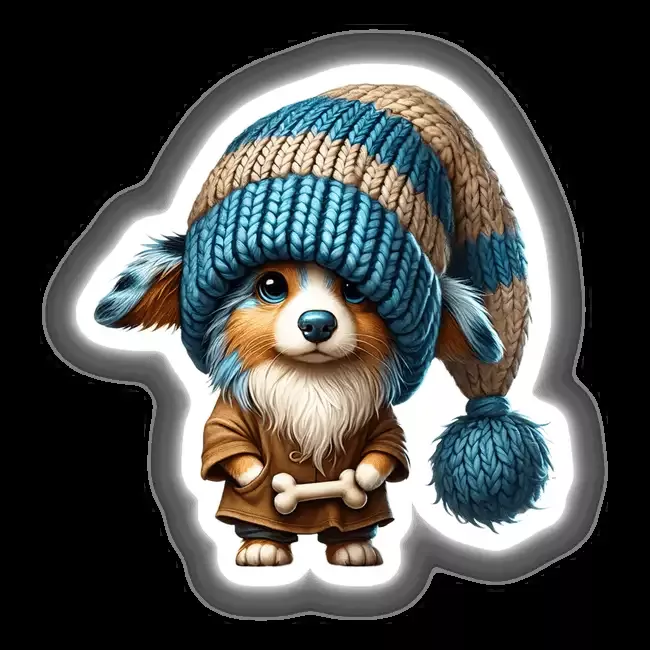 Australian Shepherd Gnome Holding Dog Bone