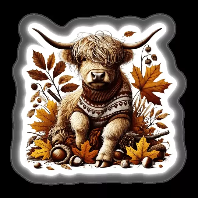 Autumn Highland Cow in Cozy Sweater