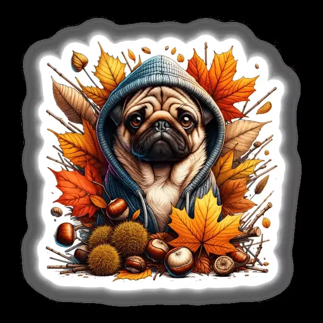 Autumn Pug Dog in Cozy Sweater