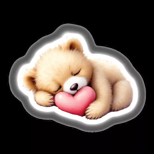 Baby Bear Sleeping on a Heart