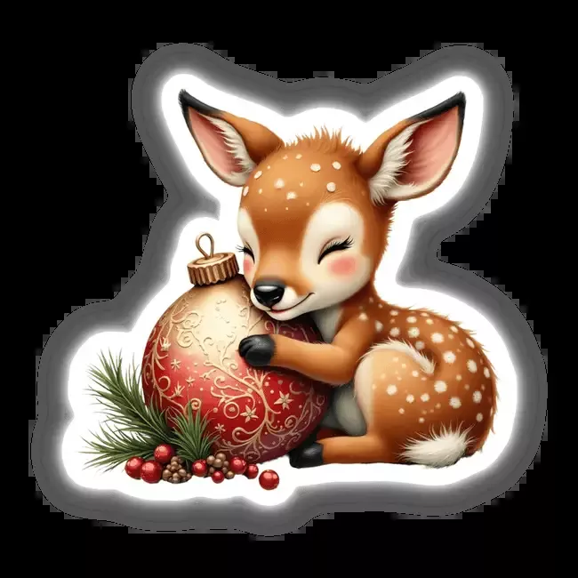 Baby Deer Sleeping on Christmas Ornament