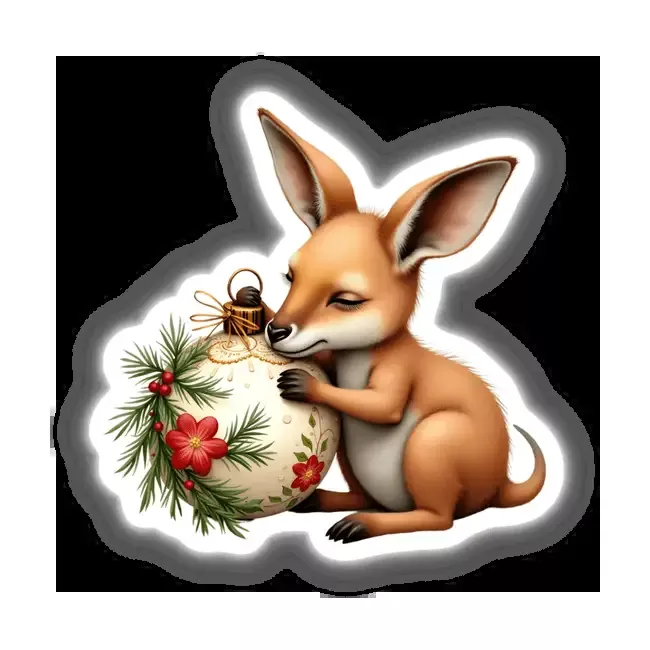 Baby Kangaroo Sleeping on Christmas Ornament