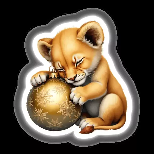 Baby Lion Sleeping on Christmas Ornament