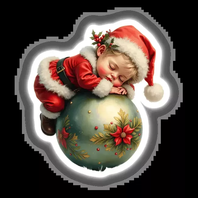 Baby Santa Sleeping on Christmas Ornament