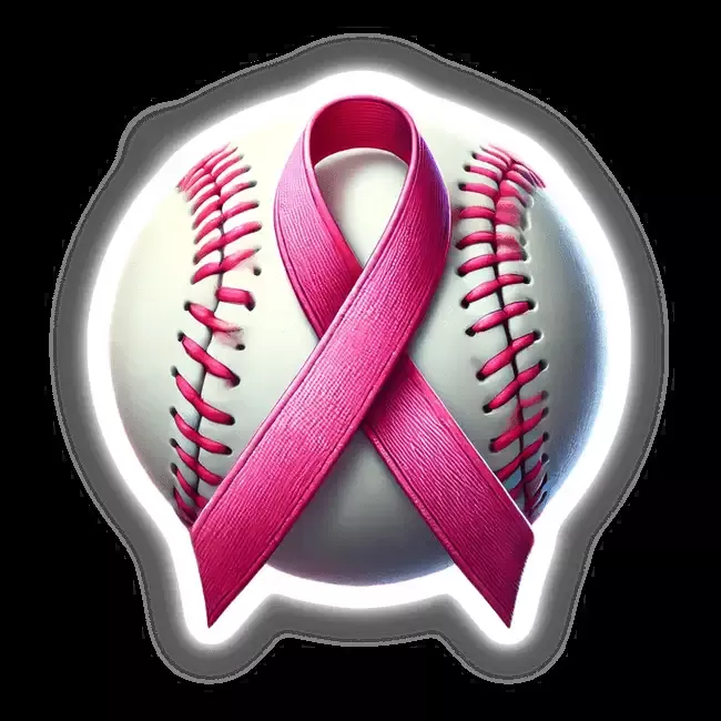 Baseball Ball Pink Ribbon Breast Cancer