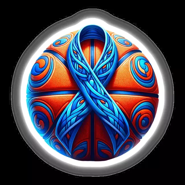 Basketball Blue Ribbon Colon Cancer Awareness