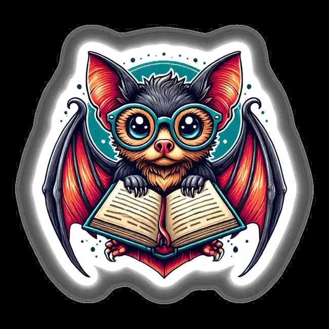 Bat With Reading Glasses Open Book