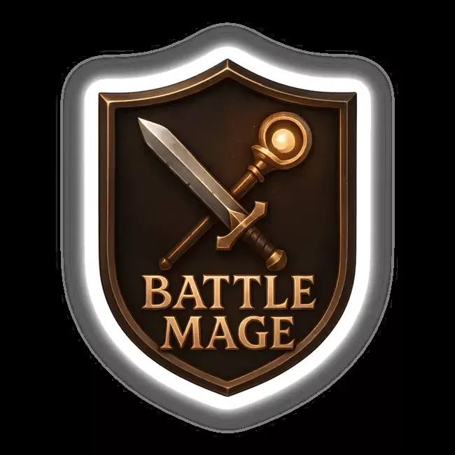 Battle Mage – RPG-Style Skill Badge (Bronze & Silver Hybrid Crest)