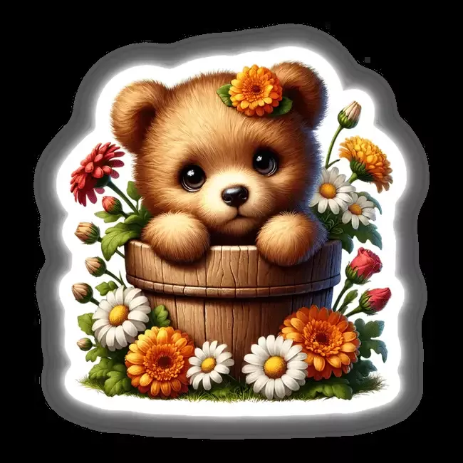Bear Peeking Out of Flower Pot
