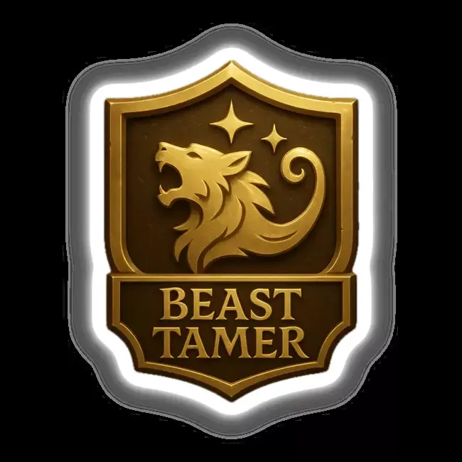 Beast Tamer – RPG-Style Skill Badge (Gold Enchanted Crest)