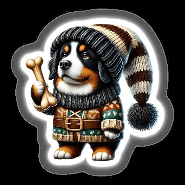 Bernese Mountain Dog Gnome Holding Bone
