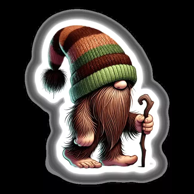 Bigfoot Gnome with Walking Stick