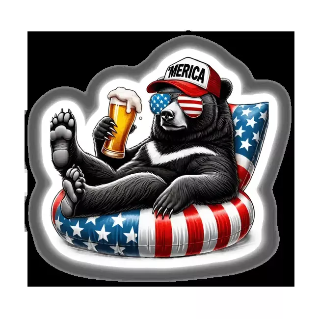 Black Bear American Flag Float Merica